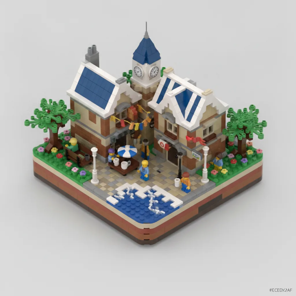 A Brick House Built by the Pond