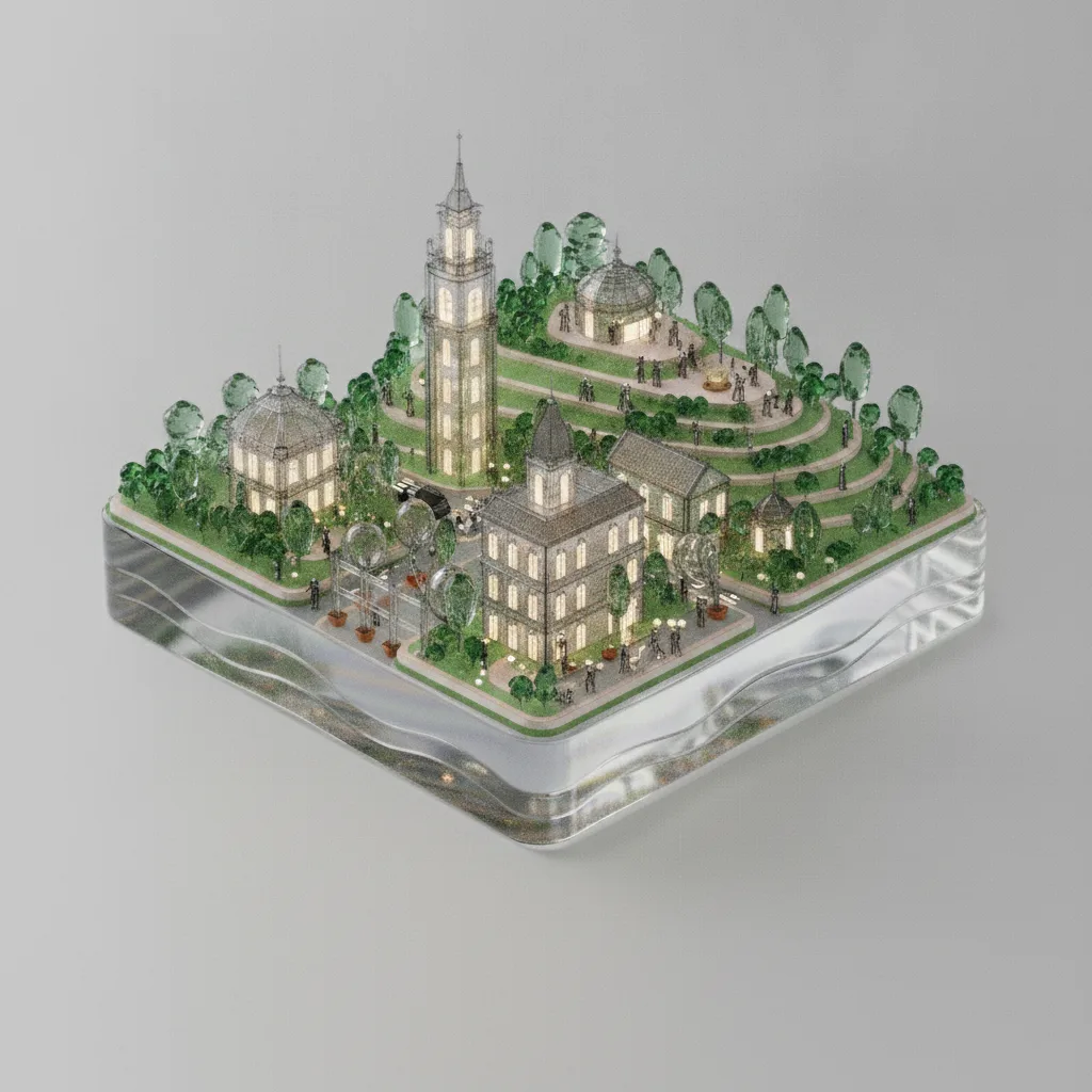 A Glass Town with a Clock Tower