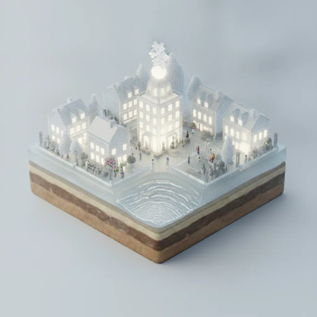 An Ice Town Aglow with Light