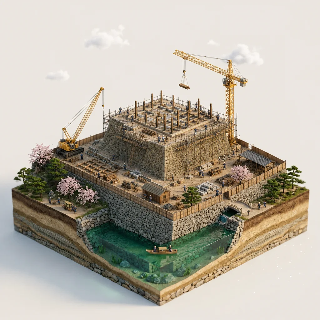 Himeji Castle — Stone base & keep platform