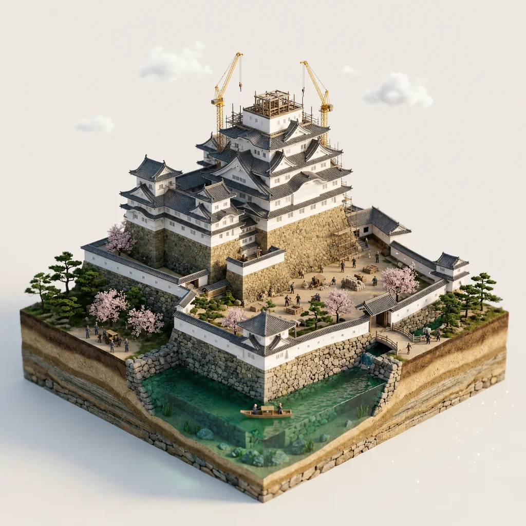 Himeji Castle — White walls & roofs