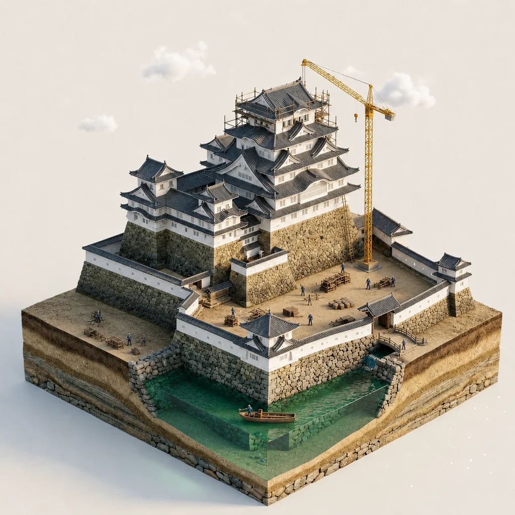 Himeji Castle — Connected keep & castle town